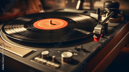 Close-up of Vinyl record player