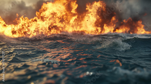 Fire in the sea, Generative AI © SergIO