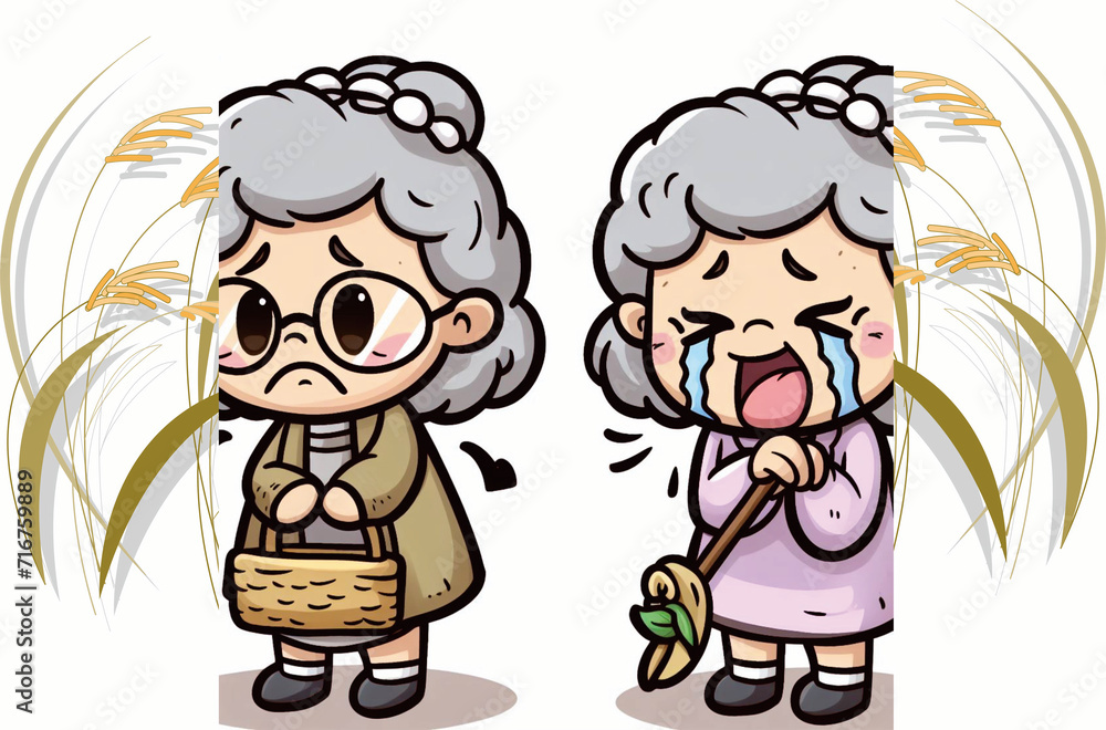The twin grandmother is sad The twin grandmother is sad