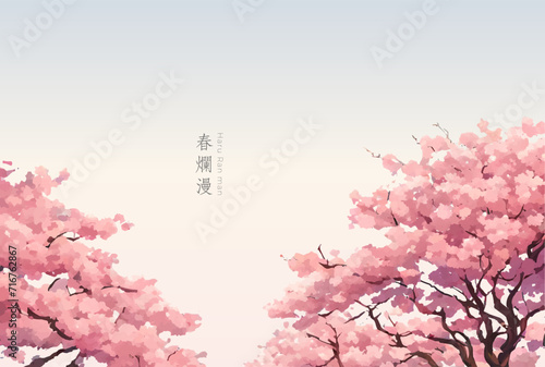 cherry blossom in full bloom vector illustration.満開の桜のイラスト