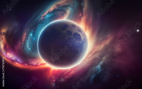 abstract cosmic space wallpaper with planet ai generated