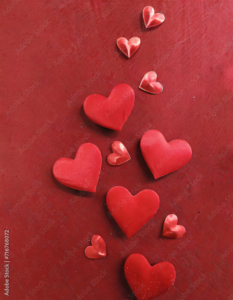 Valentines day background banner - abstract panorama background with red hearts - concept love