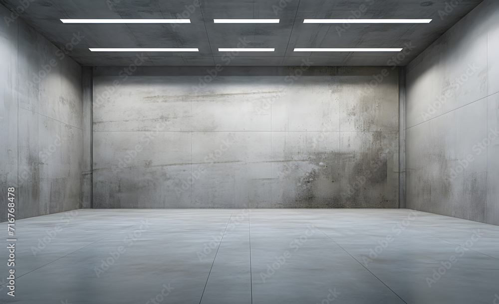 An empty room with untreated concrete walls and flooring An empty room with untreated concrete walls and flooring