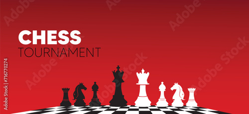 chess board with pieces on board chess tournament poster