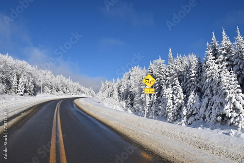 A country road in winter, Sainte-Paul, Québec, Canada