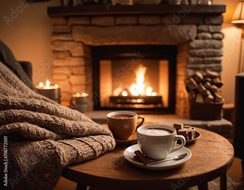 cosy warm winter night crackling fireplace