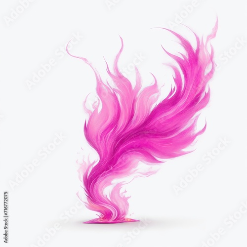 Pink flame magic fire on white background