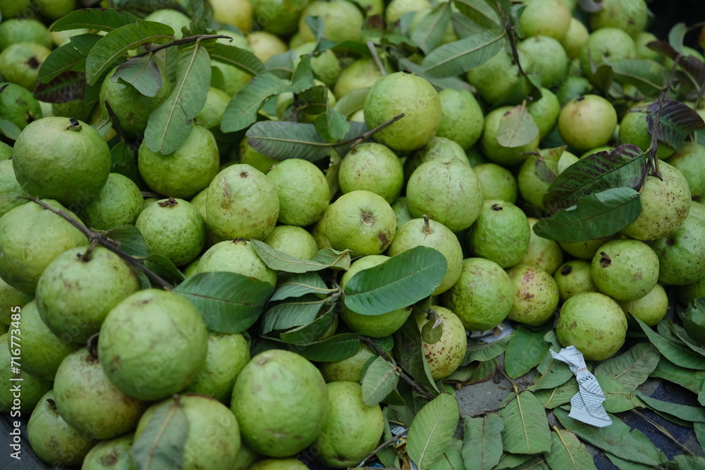 bunch of guava on the street market in delhi india bunch of guava on the street market in delhi india