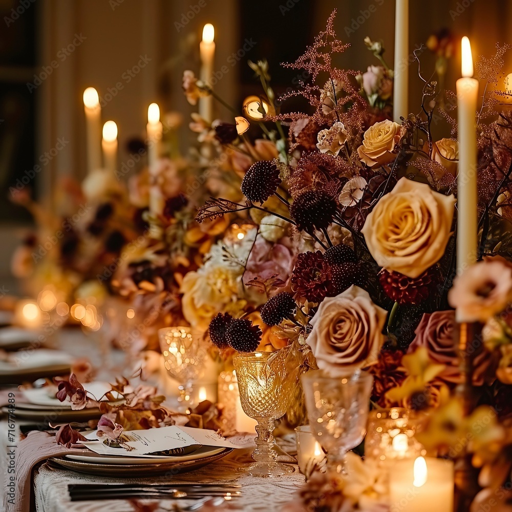 Candlelight Whispers Amongst Autumnal Floral Hues 