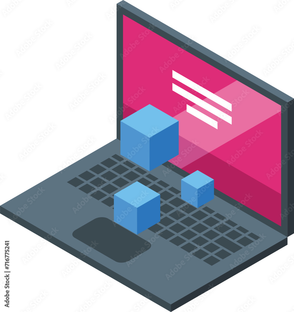 Laptop metaverse tech icon isometric vector. Device man. Modern gamer Laptop metaverse tech icon isometric vector. Device man. Modern gamer