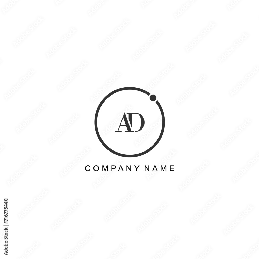 Initial AD letter management label trendy elegant monogram company