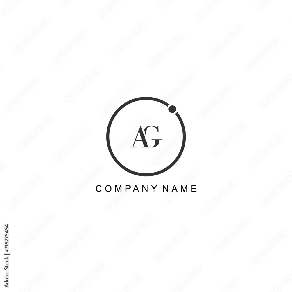 Initial AG letter management label trendy elegant monogram company