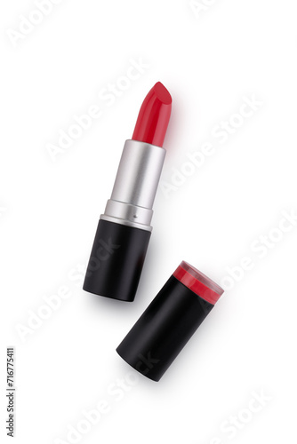 Classic red lipstick isolated on white background
