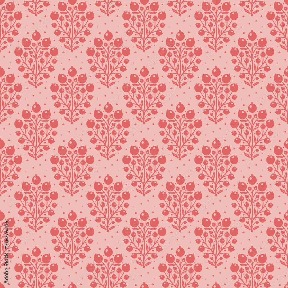 Hand drawn decorative doodle berries seamless pattern, silhouette scandinavian simple flower texture Hand drawn decorative doodle berries seamless pattern, silhouette scandinavian simple flower texture