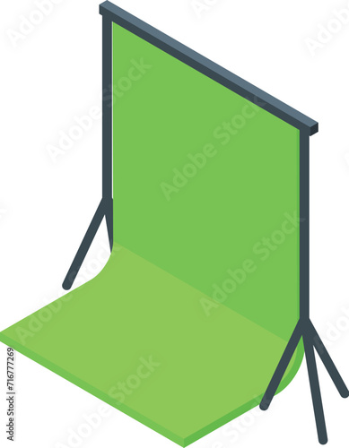 Studio green wall icon isometric vector. Camera media host. Content creation