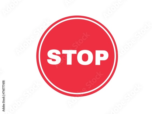 A Simple circle stop sign Illustration isolated on white