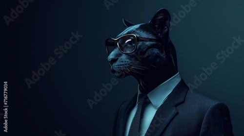 Black Panther Wearing Glasses and a Suit