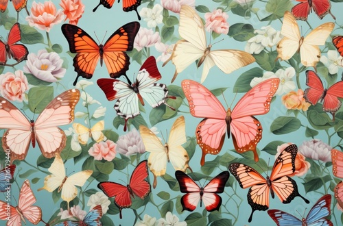 Butterflies on light blue background © ART IMAGE DOWNLOADS