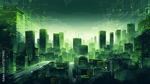 modern green metropolitan cityscape.