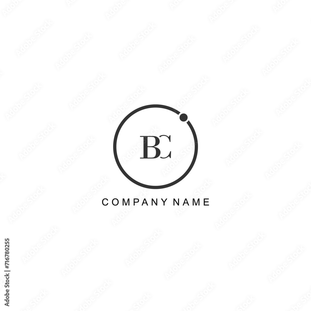 Initial BC letter management label trendy elegant monogram company