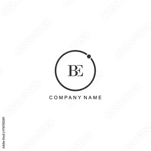 Initial BE letter management label trendy elegant monogram company