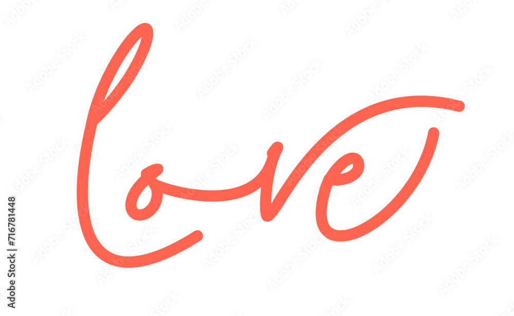 Love lettering design. Calligraphic style love text. Valentine's Day greeting.