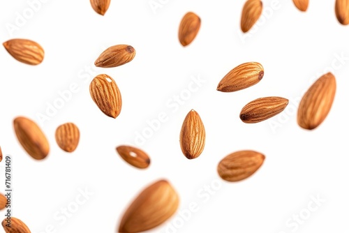Flying almond isolated white background