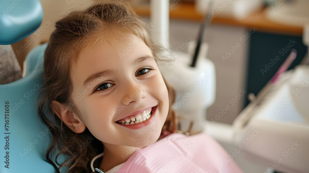 Little girl with smiling at dental clinic for healthy teeth. Little girl with smiling at dental clinic for healthy teeth.