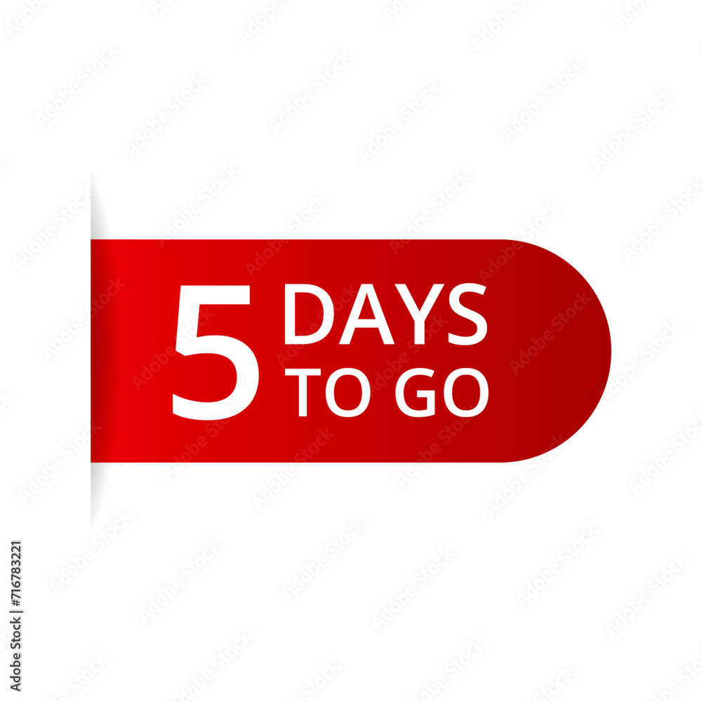 5 days to go countdown vector, number of days left for sale or promotion 5 days to go countdown vector, number of days left for sale or promotion