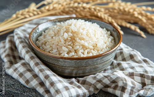 Harvested Rice in Bowl