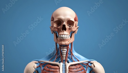 3d rendered illustration of a human anatomy on blue background with space for copy created with generative ai photo
