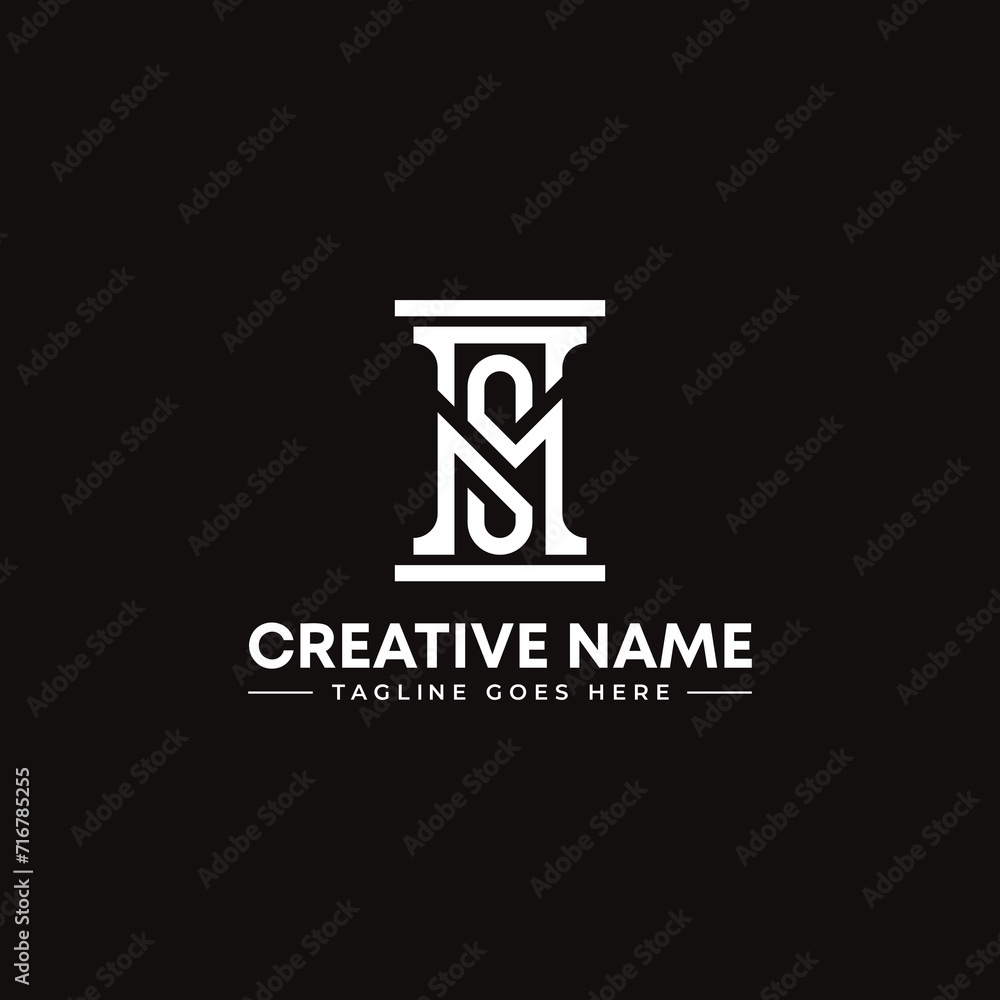 Abstract SM with roman column combination mark Logo template, vector file eps, text and colors are editable. law firm logo