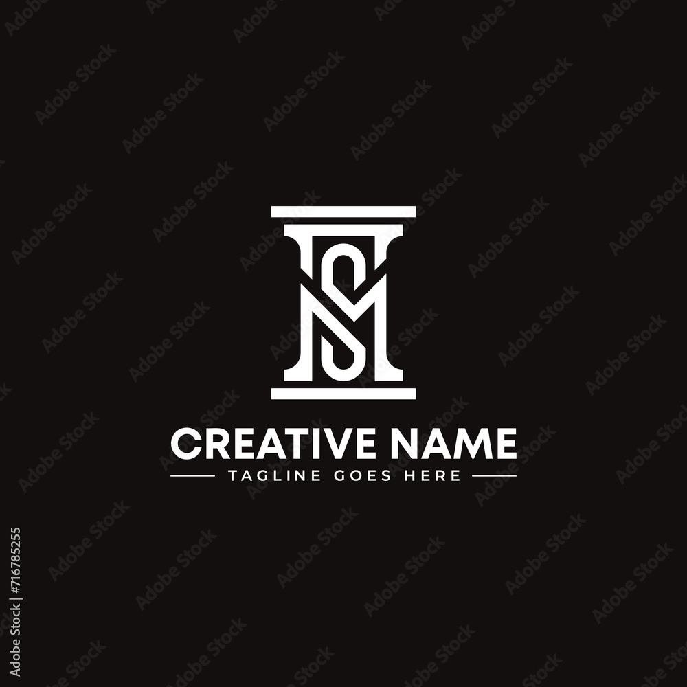 Abstract SM with roman column combination mark Logo template, vector file eps, text and colors are editable. law firm logo Abstract SM with roman column combination mark Logo template, vector file eps, text and colors are editable. law firm logo