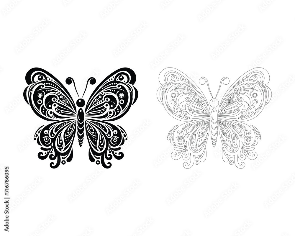 set of butterflies, Butterfly silhouette, butterfly vectors, adult coloring page set of butterflies, Butterfly silhouette, butterfly vectors, adult coloring page