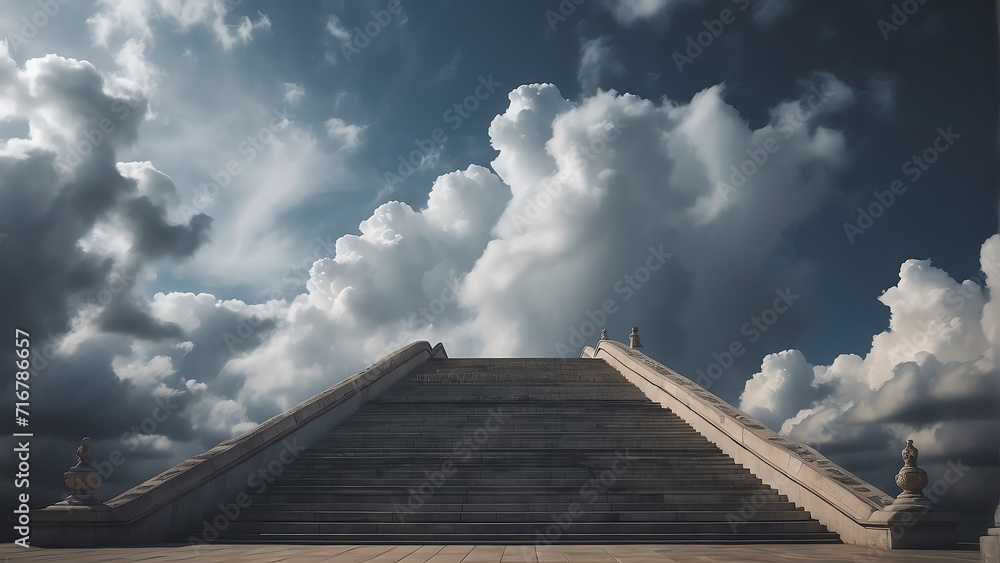 Glorious cloudy stairway to heaven, gates of heaven, symbol of Christianity concept from Generative AI