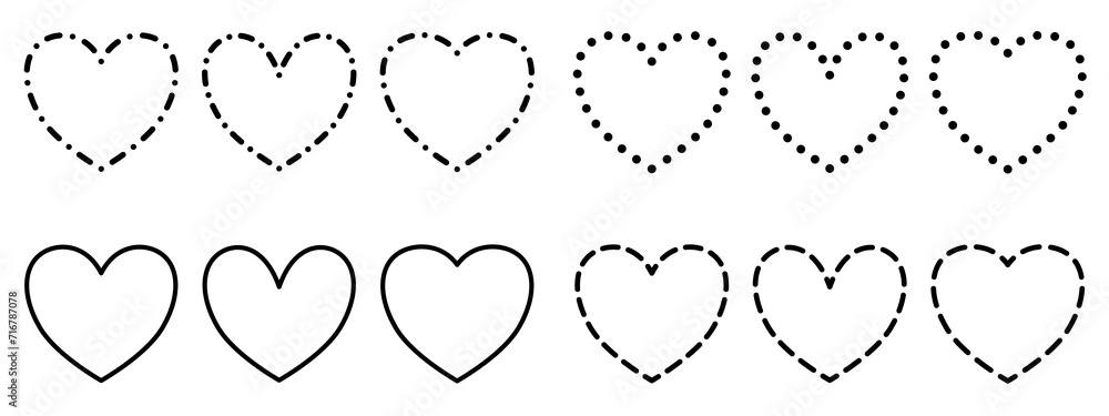 Fototapeta premium Small decorative hearts – Collection of creative outlines – Simple black borders isolated on a white background