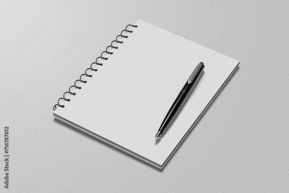 Ringed notebook mockup template in tilted position Ringed notebook mockup template in tilted position