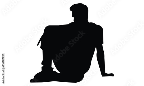 A vector illustration depicting male silhouettes or icons, serving as avatars or profiles for unknown or anonymous individuals Editorial illustration isolated on black background. Man's Fashion Icon . photo