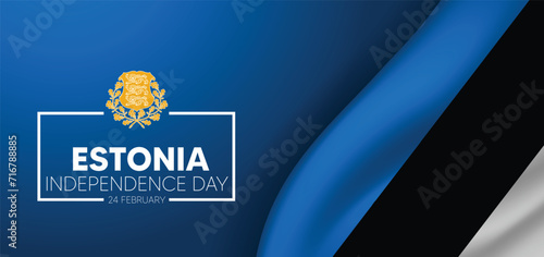 Estonia Independence Day 24 February waving flag vector poster