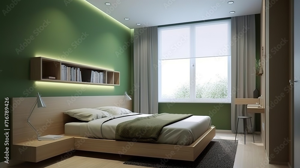 Bright Minimalist Interior in Bedroom, A Contemporary and Serene Living Space Bright Minimalist Interior in Bedroom, A Contemporary and Serene Living Space