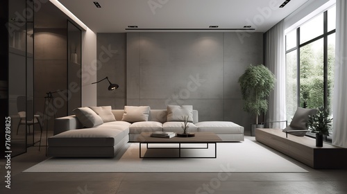 Minimalist Interior in Living Room  A Contemporary and Tranquil Space with Clean Lines