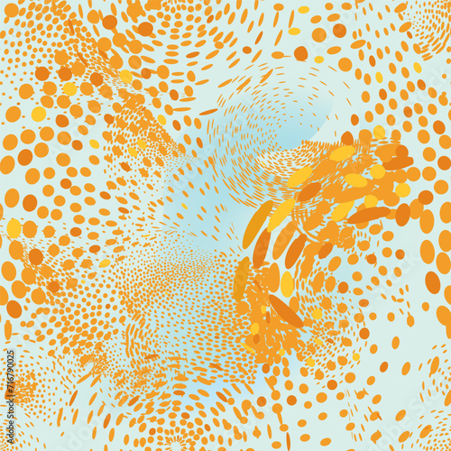 Autumn nature abstract pattern. Autumnal leaves over blue sky background. Abs...