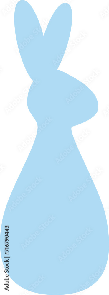 Easter bunny silhouette. Sitting rabbit silhouette in blue color
