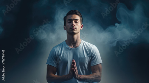 A person practicing deep breathing exercises, reducing stress and anxiety