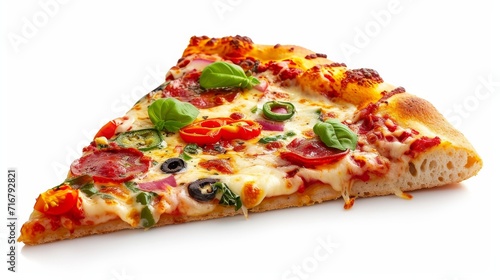 Delicious Slice of Pizza on a Fresh White Background - Classic, Simple, and Mouthwatering Italian Cuisine