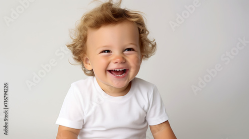 happy baby portrait of smiling 6 month baby, Generative Ai