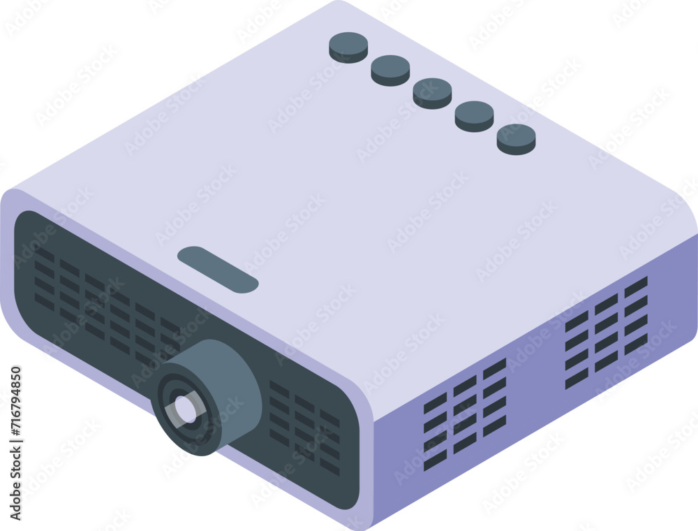 Home projector icon isometric vector. Audio center cd. Digital display Home projector icon isometric vector. Audio center cd. Digital display
