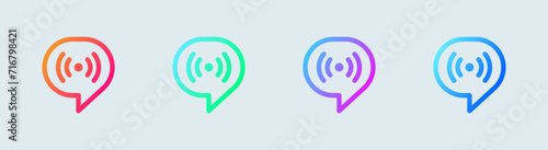 Broadcast channel line icon in gradient colors. Chat group signs vector illustration.