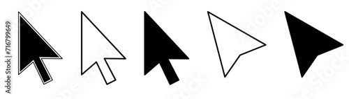 cursor icon set computer mouse arrow illustration in black and white color