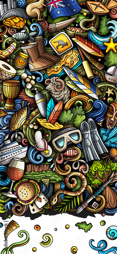 Fototapeta premium Cartoon doodle Australia banner design